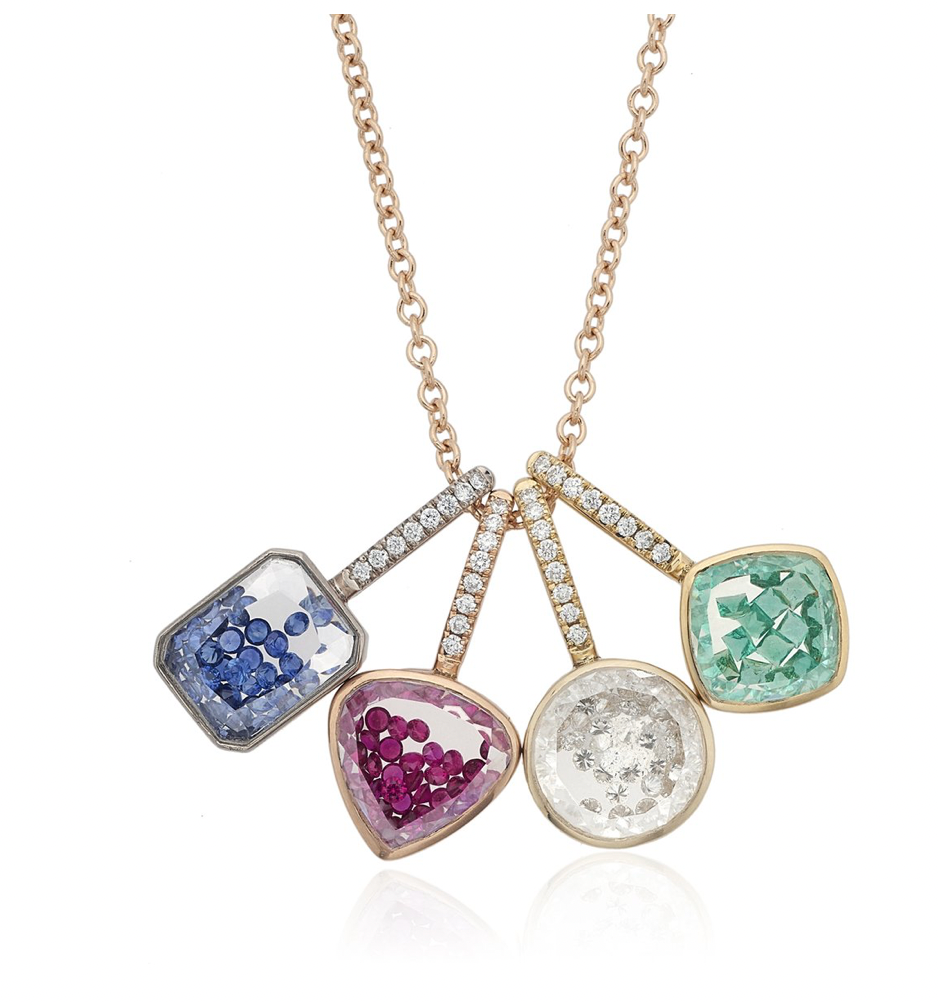 Naipe Blue Sapphire Charm in Palladium Gray Gold