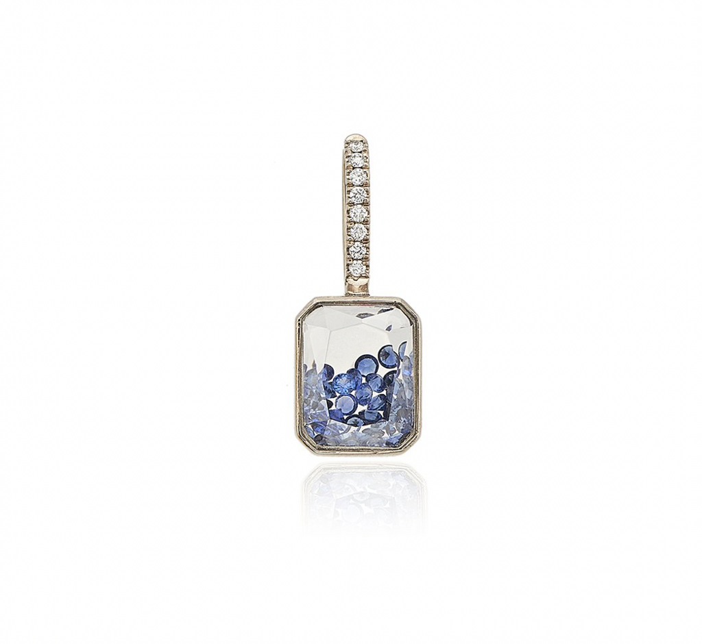 Naipe Blue Sapphire Charm in Palladium Gray Gold