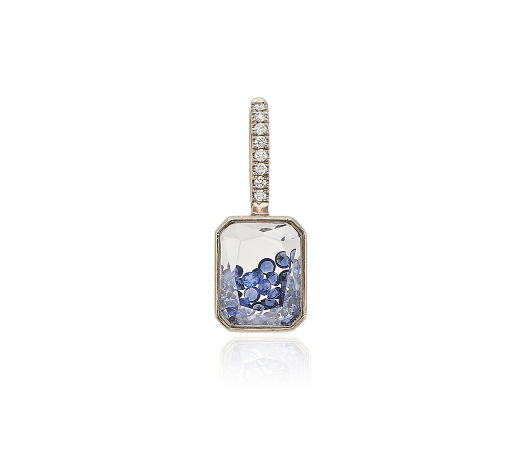 Naipe Blue Sapphire Charm in Palladium Gray Gold