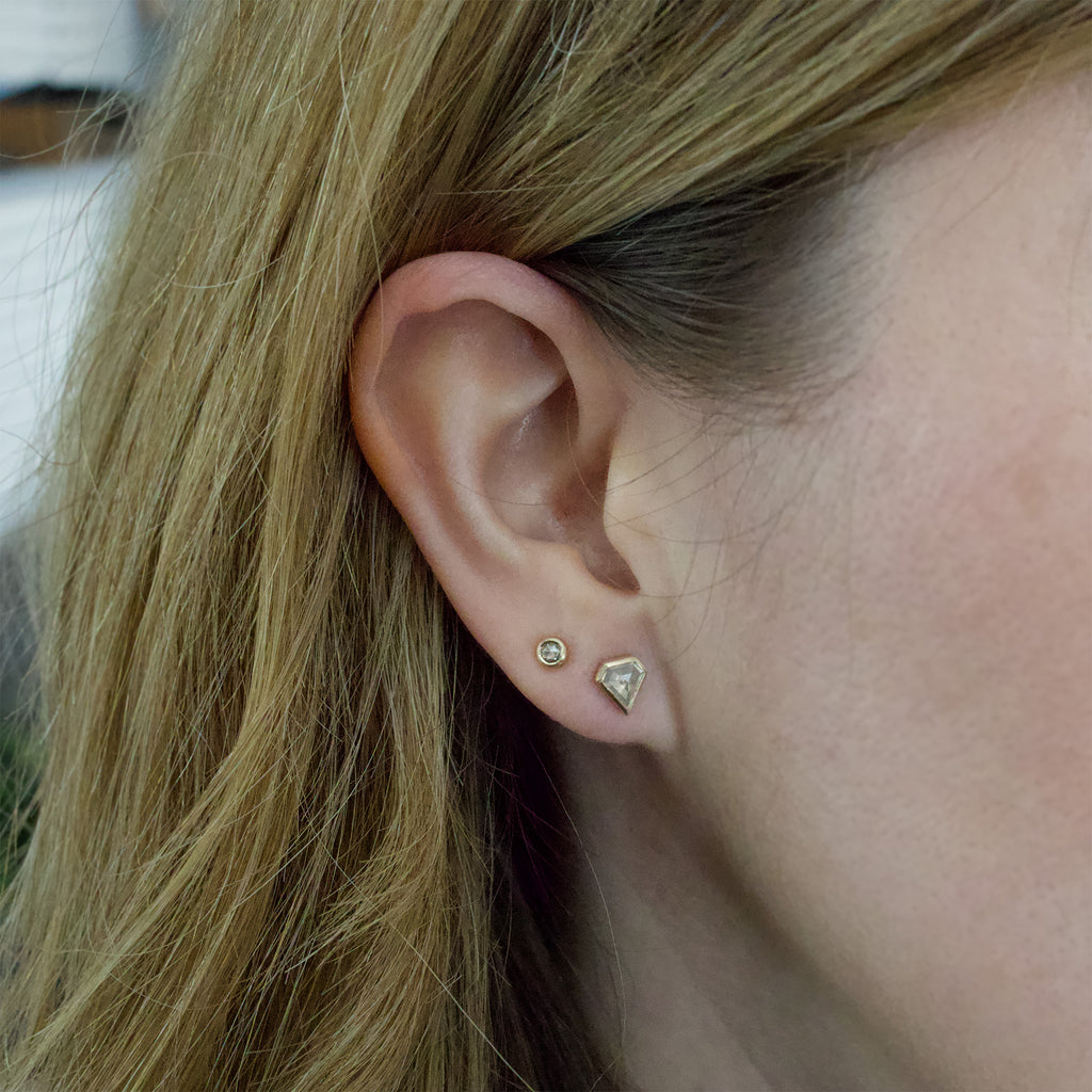 Shield Salt & Pepper Diamond Stud Earrings