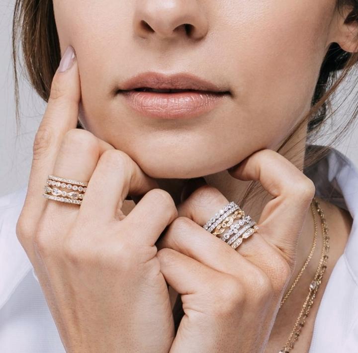 Fine Vine White Diamond Band in Yellow Gold