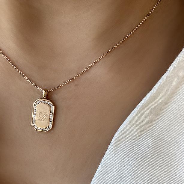 P.S. Large Diamond Tag Charm in Rose Gold