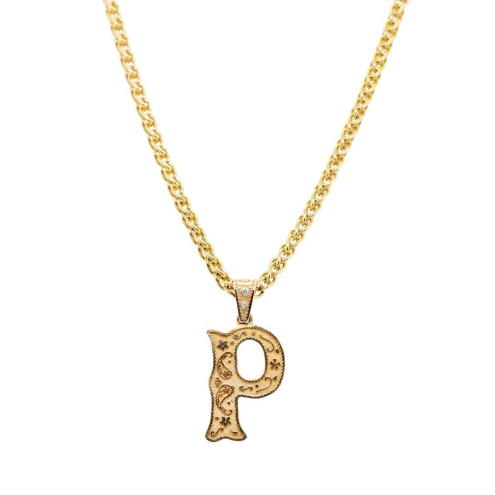 Necklace with Small Southwestern Charm "P" in Yellow Gold