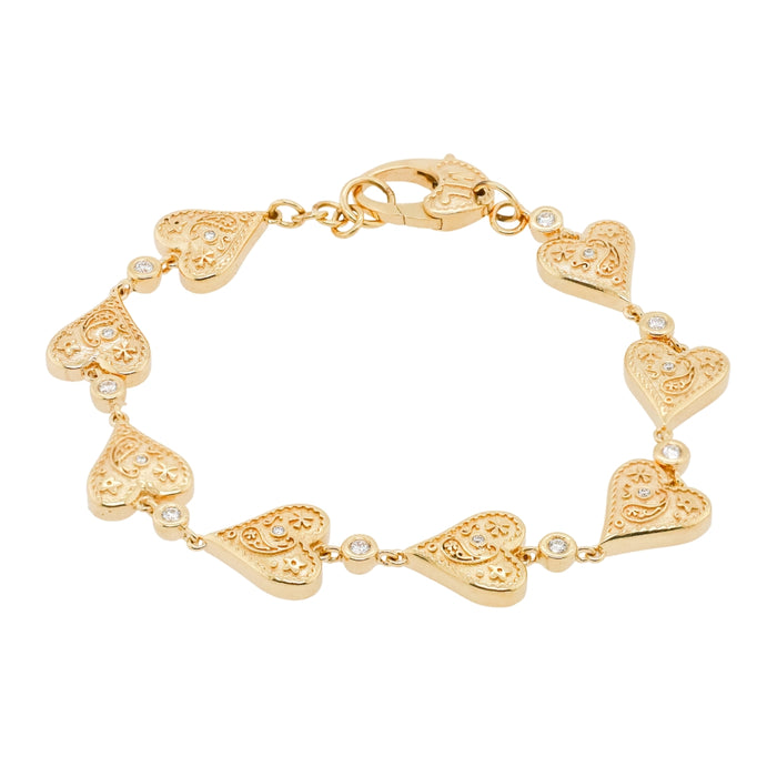 Southwestern Heart Bracelet in Yellow Gold
