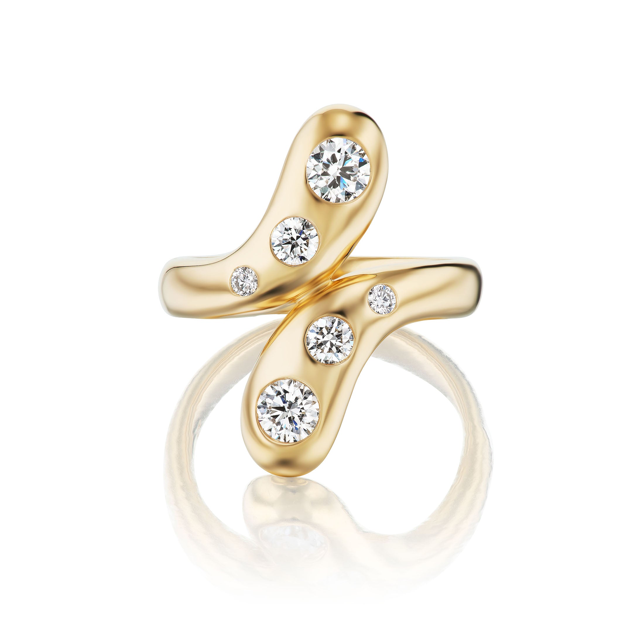 Wavy Toi et Moi Ring in Yellow Gold