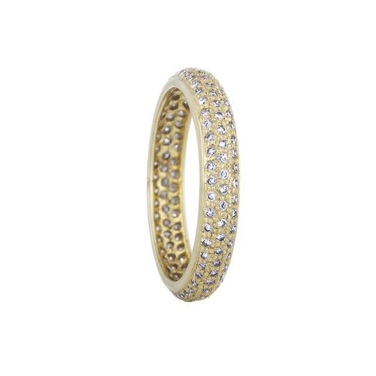 Tire White Diamond Band in Yellow Gold