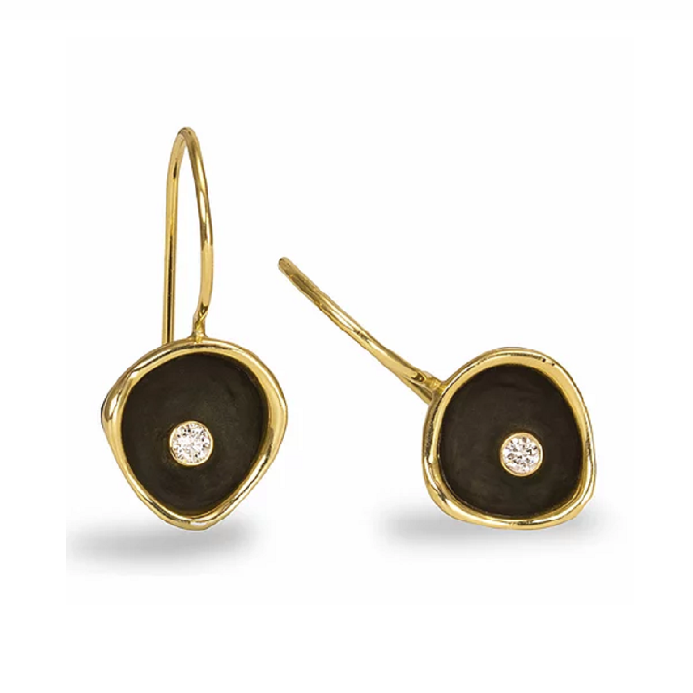 Confluence Two Tone Single Small Cup Diamond Wire Earrings