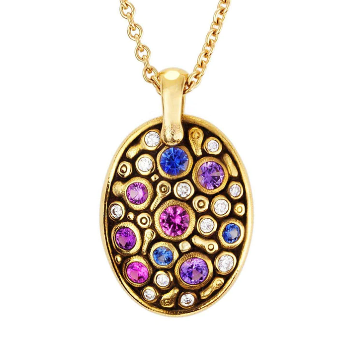 Constellation Sapphire and Diamond Pendant in Yellow Gold